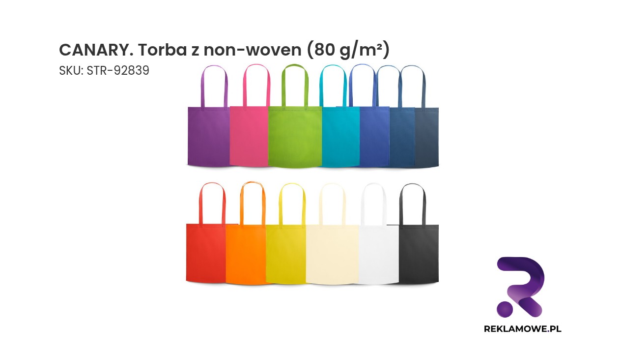 CANARY. Torba z non-woven (80 g/m²) CANARY torba z non-woven 80 g/m² – lekka i praktyczna torba reklamowa