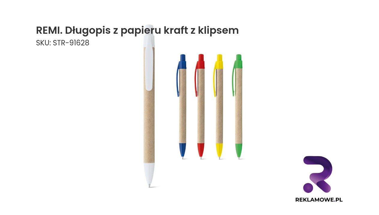 REMI długopis z papieru kraft z klipsem